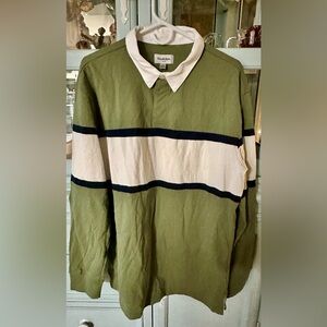 Greenwich Olive and White Striped Casual Shirt